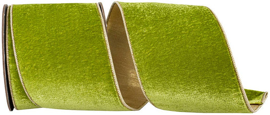 Plush Green Grass Velvet Deluxe Dupioni Metallic Backed, 4in